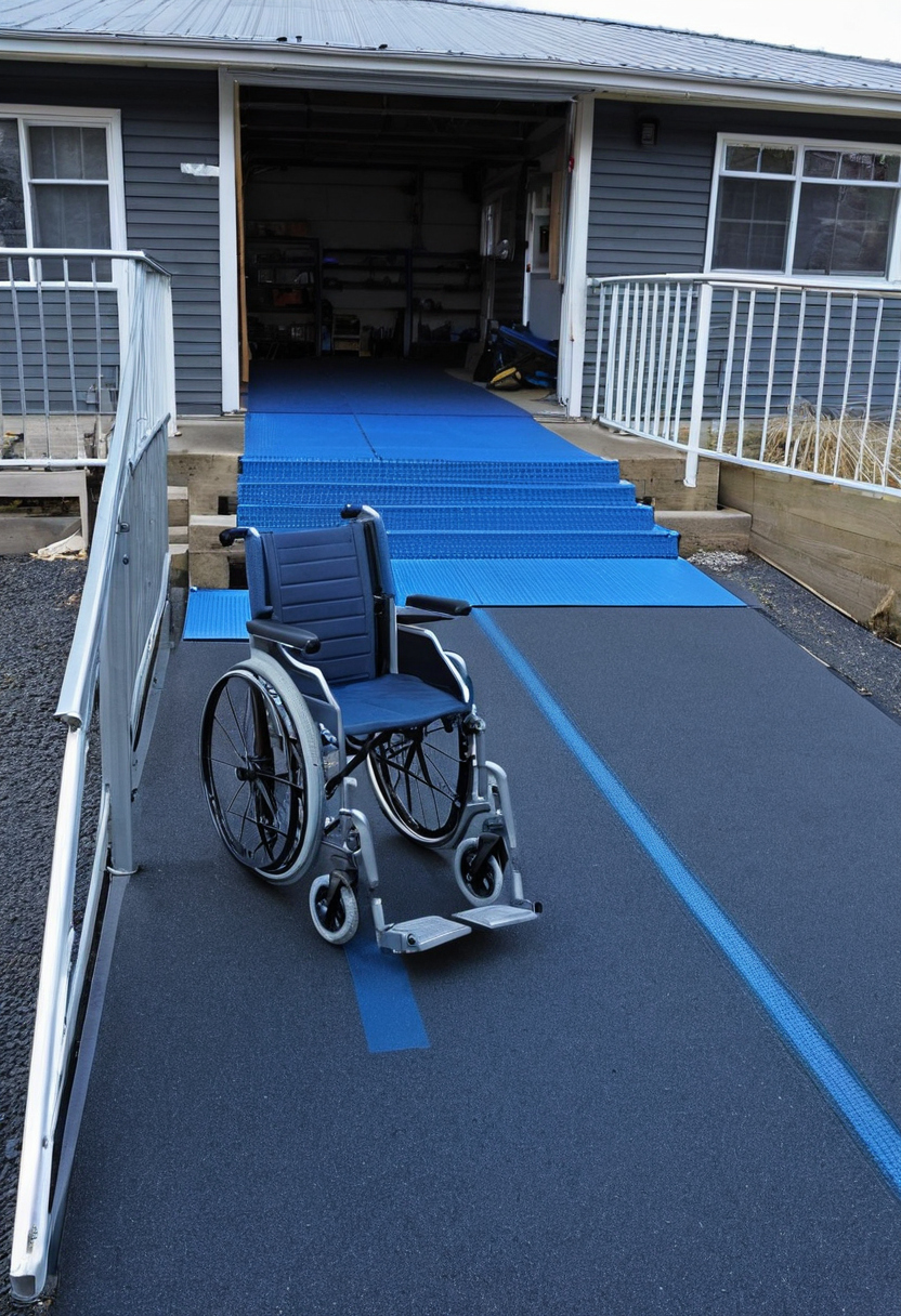 Mobility and accessibility visual for A home wheelchair ramp choice starts with rise, run, landing space, and storage