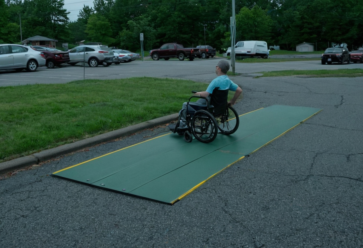 Accessibility reference image: Wheelchair ramp safety depends on setup checks, surface traction, and maintenance routines