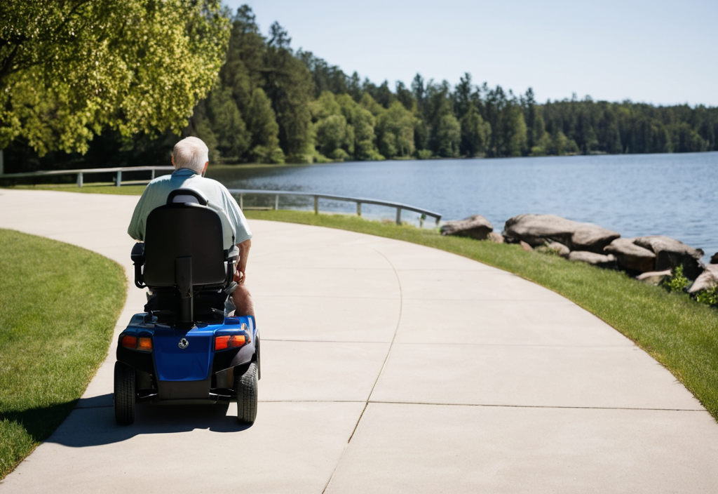 Mobility scooter, lake