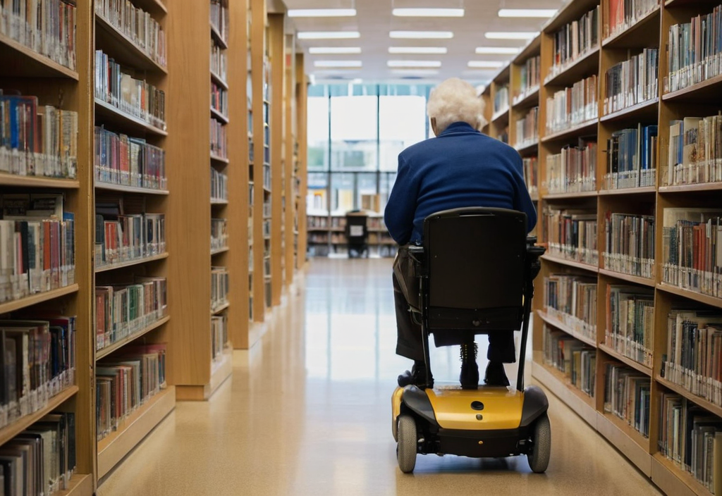 Mobility scooter, library