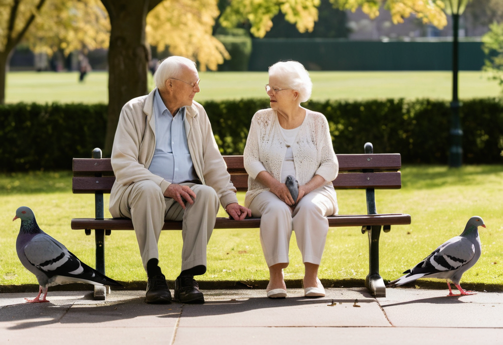 Mobility scooter, park bench