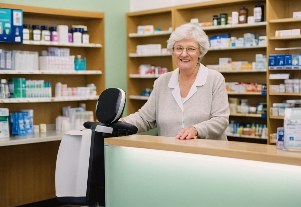 Mobility scooter, pharmacy