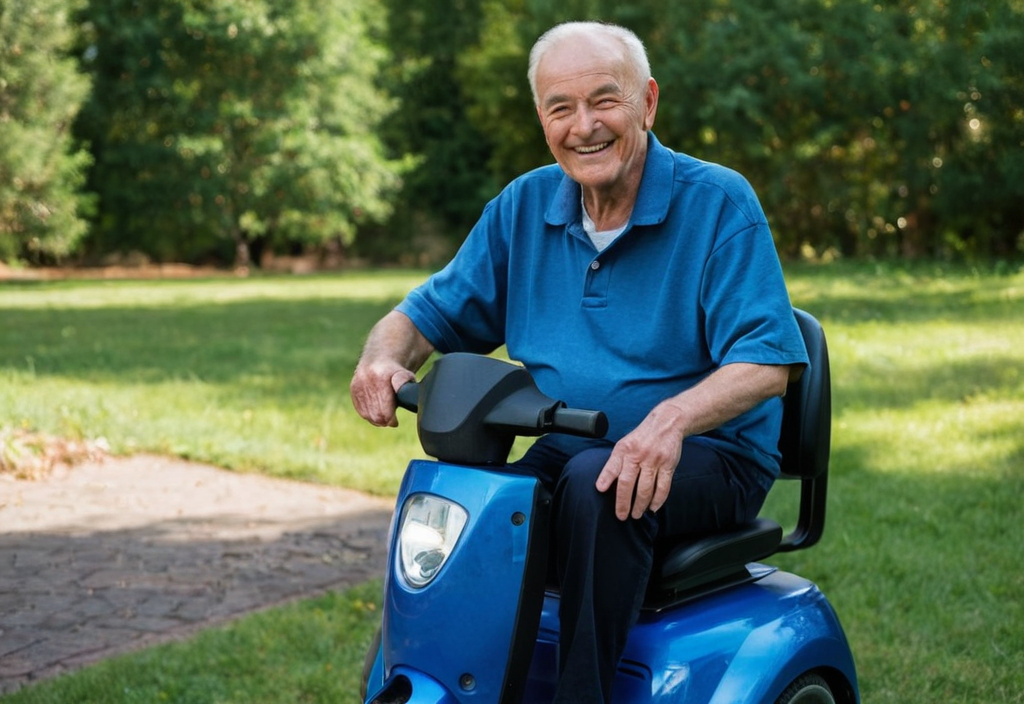 Mobility scooter, portrait man