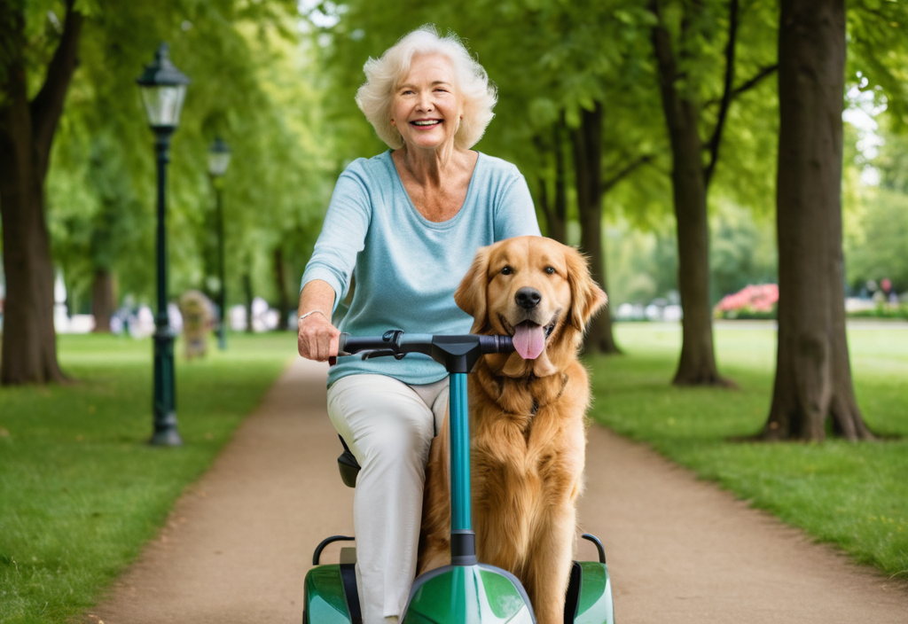 Mobility scooter, senior dog park