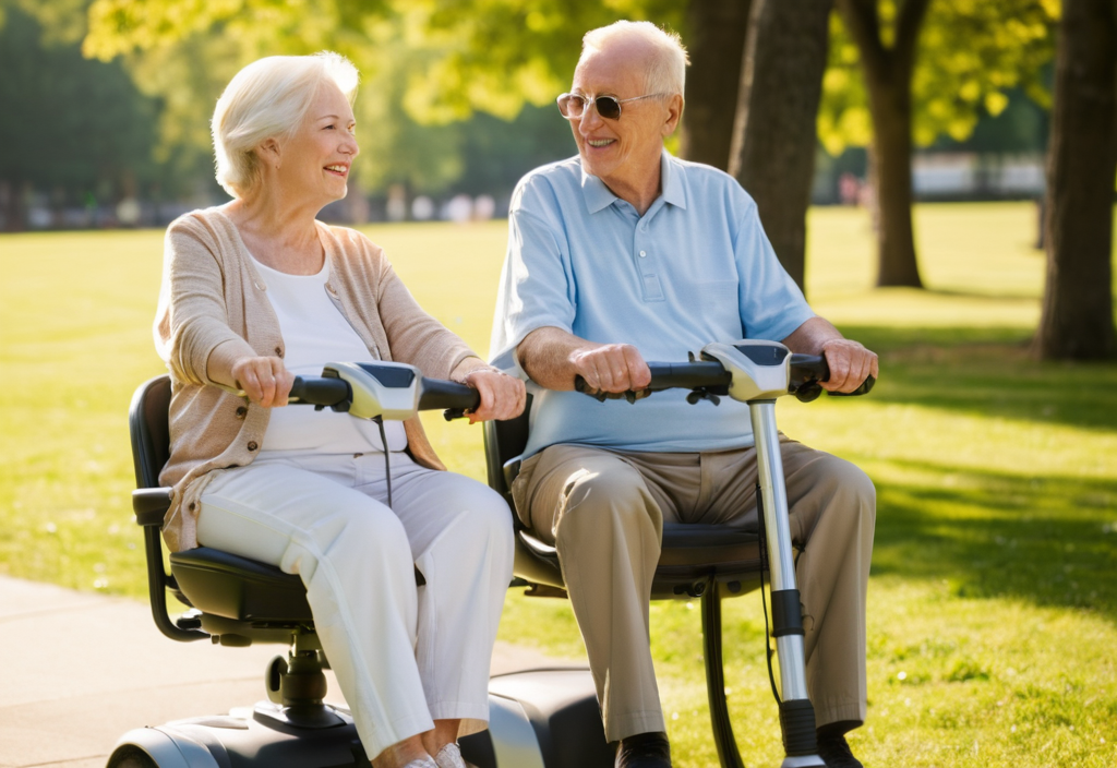 Mobility scooter, couple park